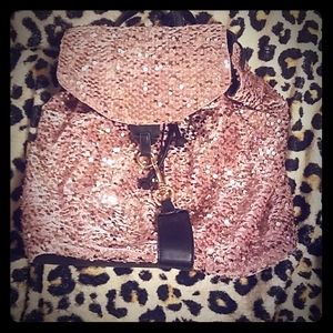 Pink Sequin Velvet Backpack
